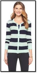 Mint and Navy Striped Target Cardigan